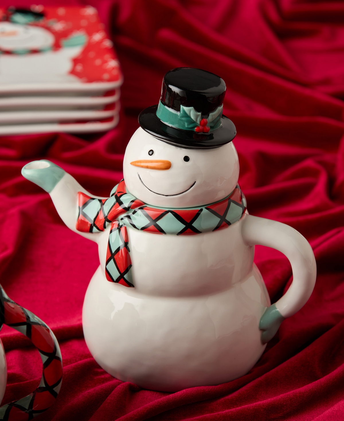 Certified International Christmas Whimsy Snowman 3-d Teapot In Multi