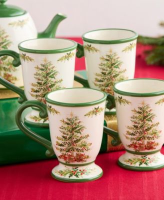 Holly Tree Mugs, Set of 4