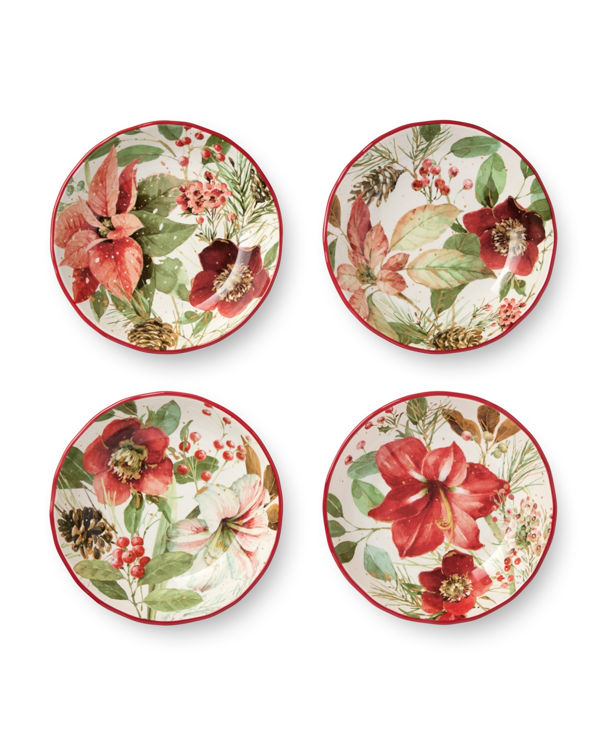 Certified International Winter Blooms Soup Bowls, Set of 4