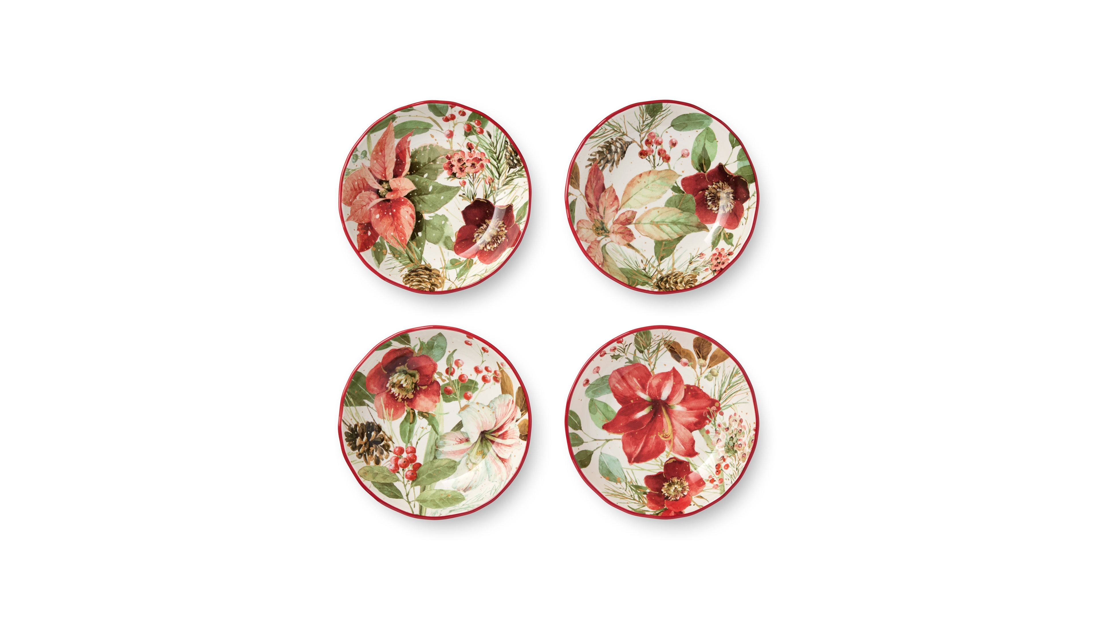 Certified International Winter Blooms Soup Bowls, Set of 4