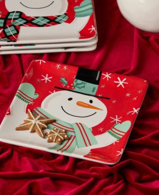 Christmas Whimsy Snowman Dessert Plates, Set of 4