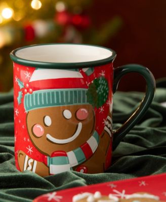 Christmas Whimsy Gingerbread Mugs, Set of 4