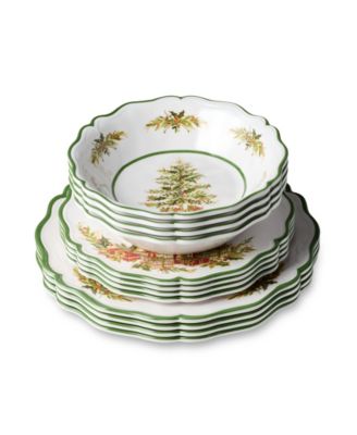 Holly Tree Melamine 12-Pc. Dinnerware Set, Service for 4
