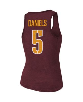 Women's Jayden Daniels Burgundy Washington Commanders Name Number Tri-Blend Scoop Neck Tank Top