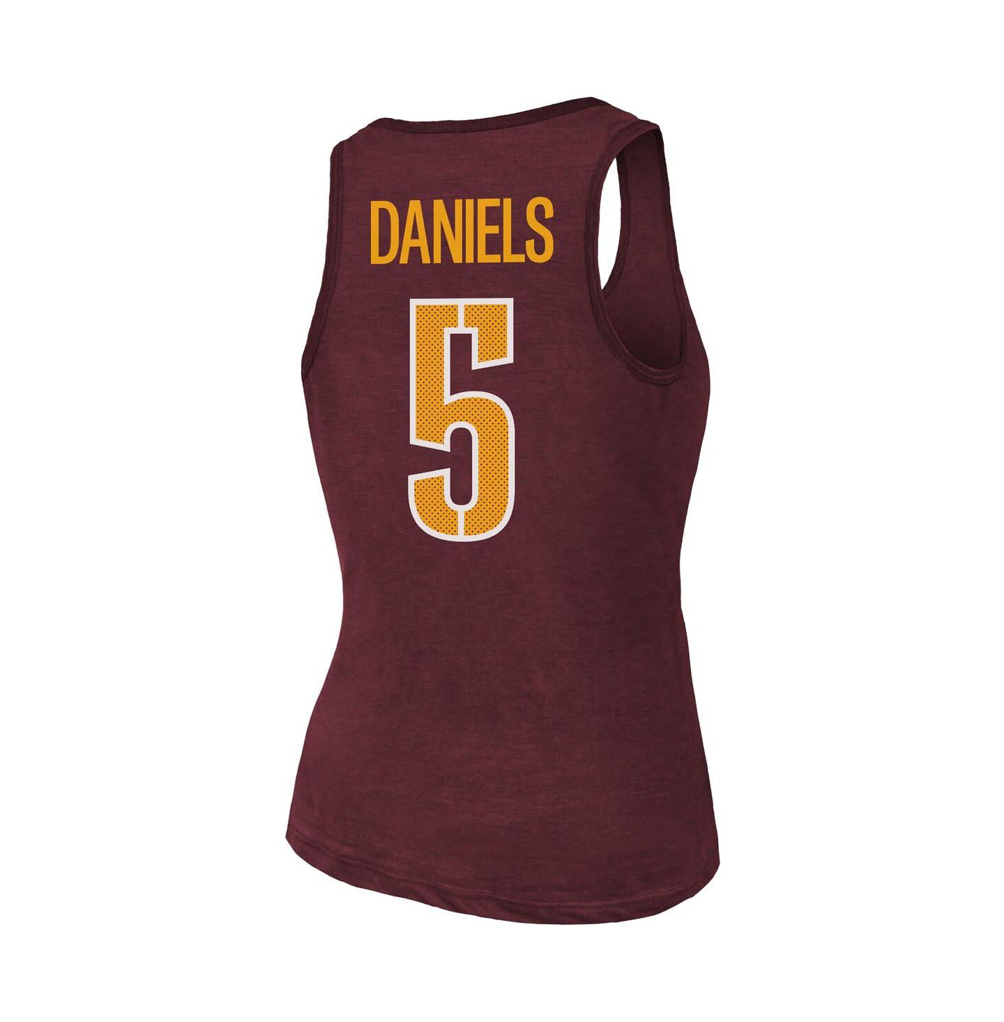 Женский топ Majestic Jayden Daniels Burgundy Washington Commanders Name & Number Tri-Blend Scoop Neck — фото 2
