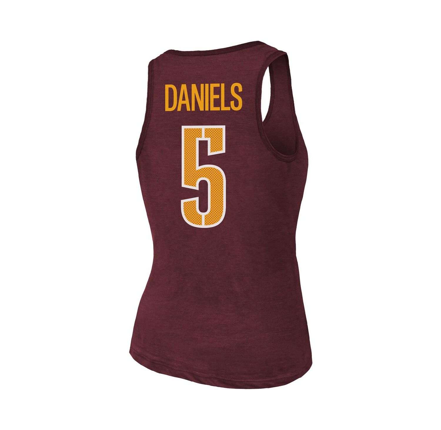 Women's Jayden Daniels Burgundy Washington Commanders Name & Number Tri-Blend Scoop Neck Tank Top