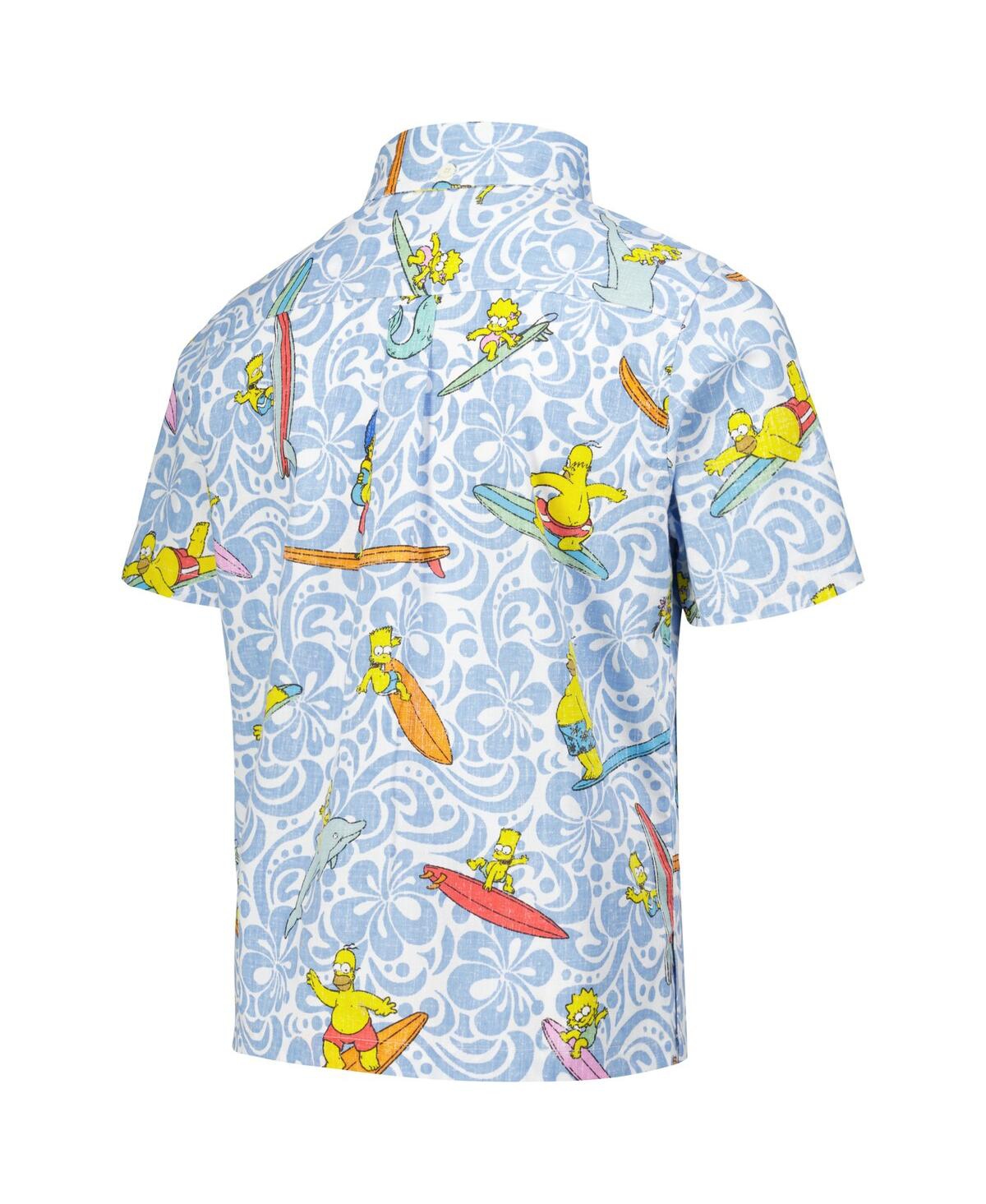 Reyn Spooner Big Boys And Girls Light Blue The Simpsons Cowabunga Button-up Shirt In Blue