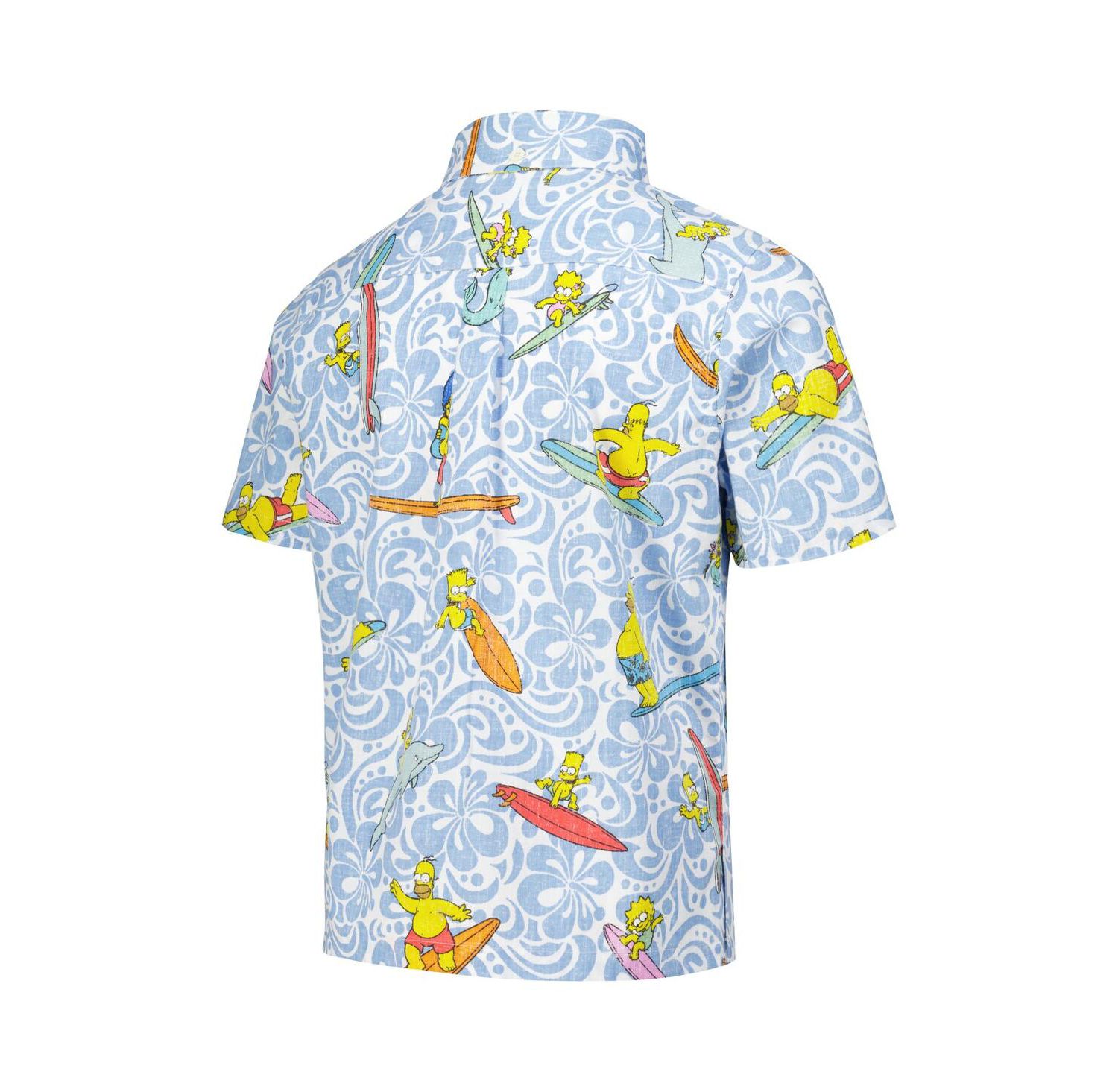 Big Boys and Girls Light Blue The Simpsons Cowabunga Button-Up Shirt