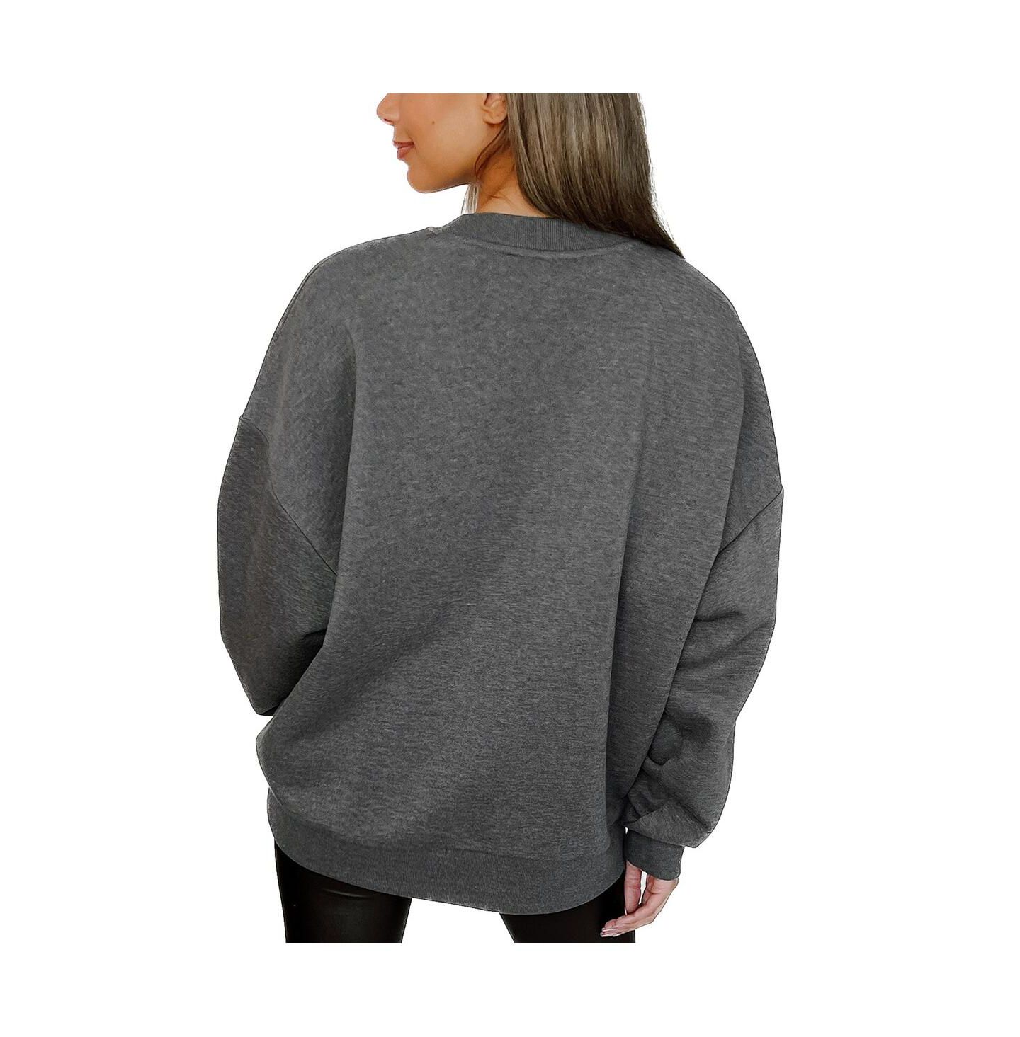 Женская толстовка Gameday Couture Heather Charcoal Washington State Cougars Oversized Distressed Fleece Pullover — фото 2