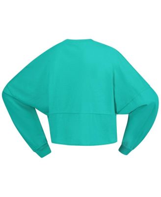 Women's Mint New York Liberty Jumbo Print Oversized Cropped Long-Sleeve T-Shirt