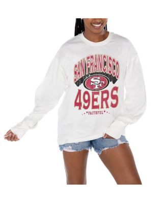 Gameday Couture - Women's White San Francisco 49ers Time Out Oversized Long Sleeve T-Shirt