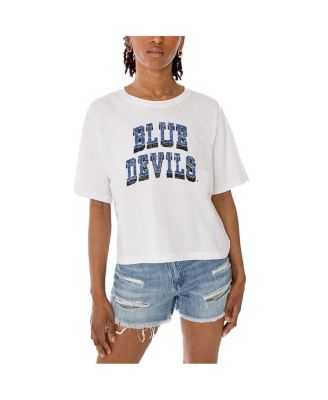 Women's White Duke Blue Devils Claim To Fame Boxy Cropped T-Shirt
