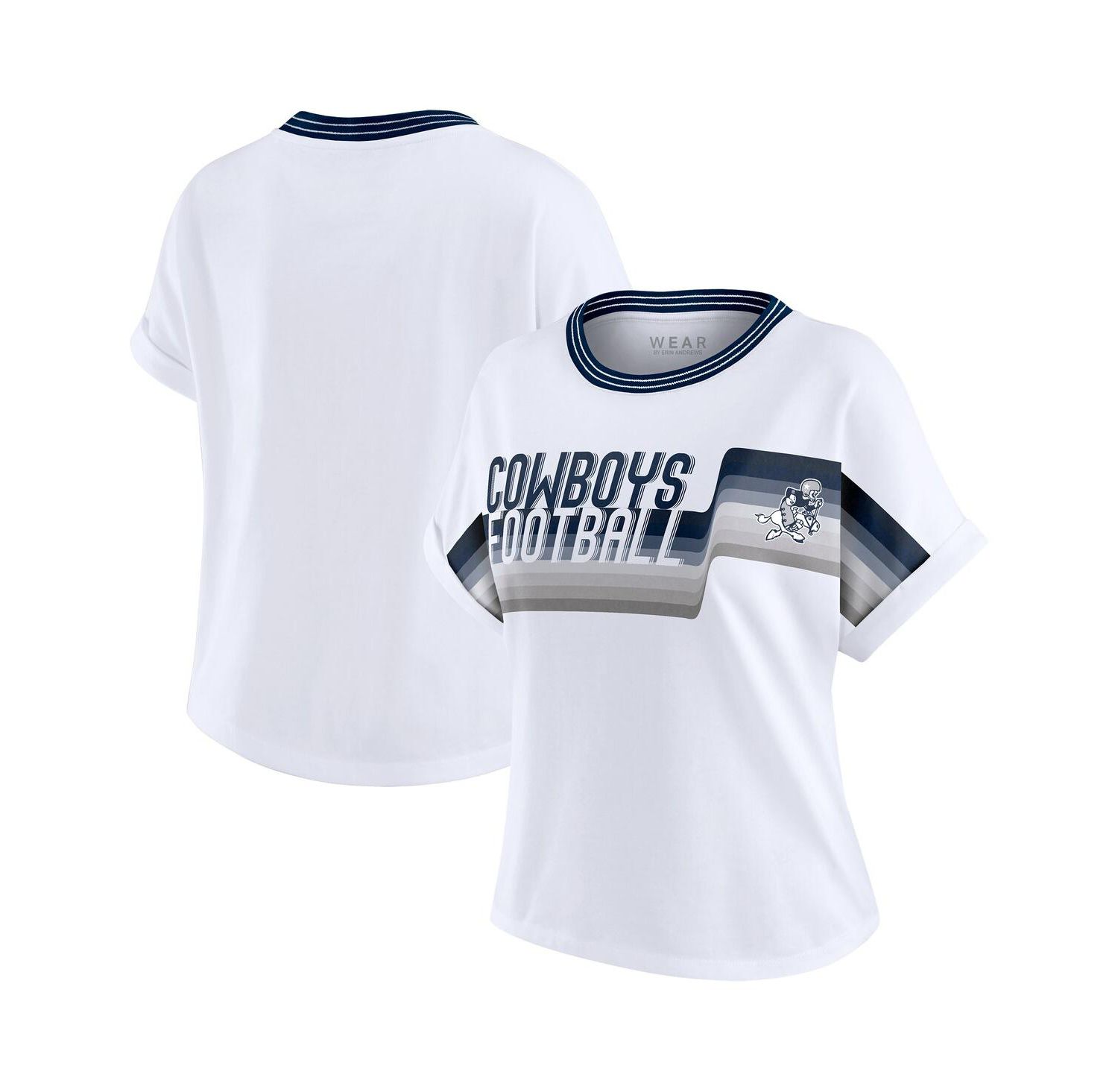 Women's White Dallas Cowboys Cropped Center Stripe Dolman T-Shirt