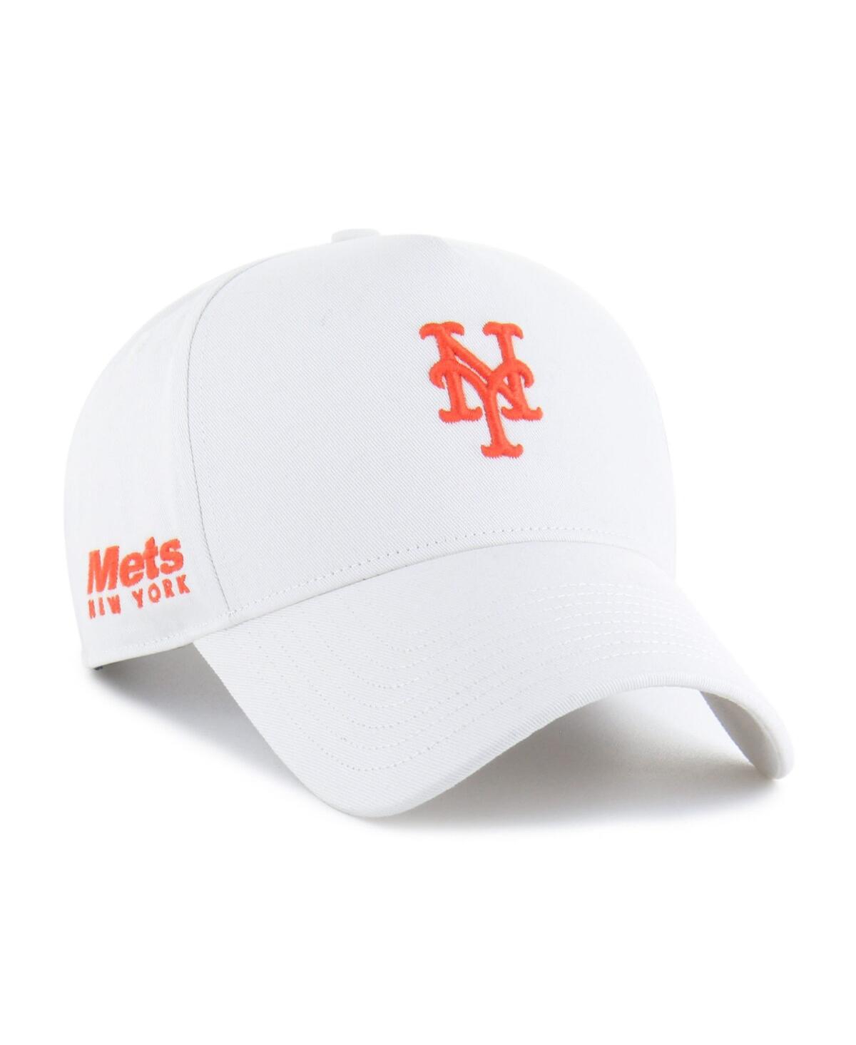 47 Brand Men's White New York Mets Foundational Pinch Offside Adjustable Hat In White