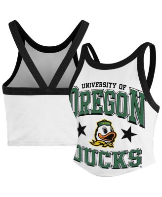 '47 Brand - Women's White Oregon Ducks Energize Sporty Cropped Racerback Tank Top
