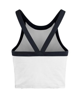 Women's White Michigan Wolverines Energize Sporty Cropped Racerback Tank Top