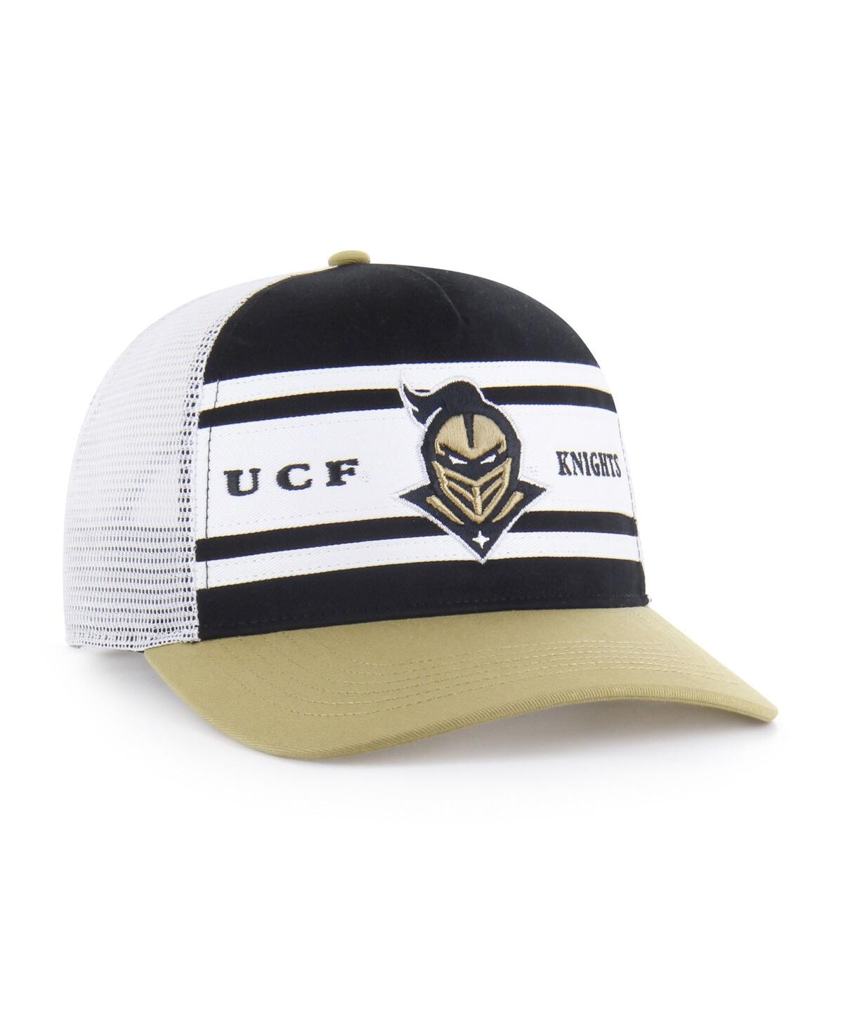 47 Brand Big Boys And Girls Black/gold Ucf Knights Super Stripe Hitch Adjustable Trucker Hat In White