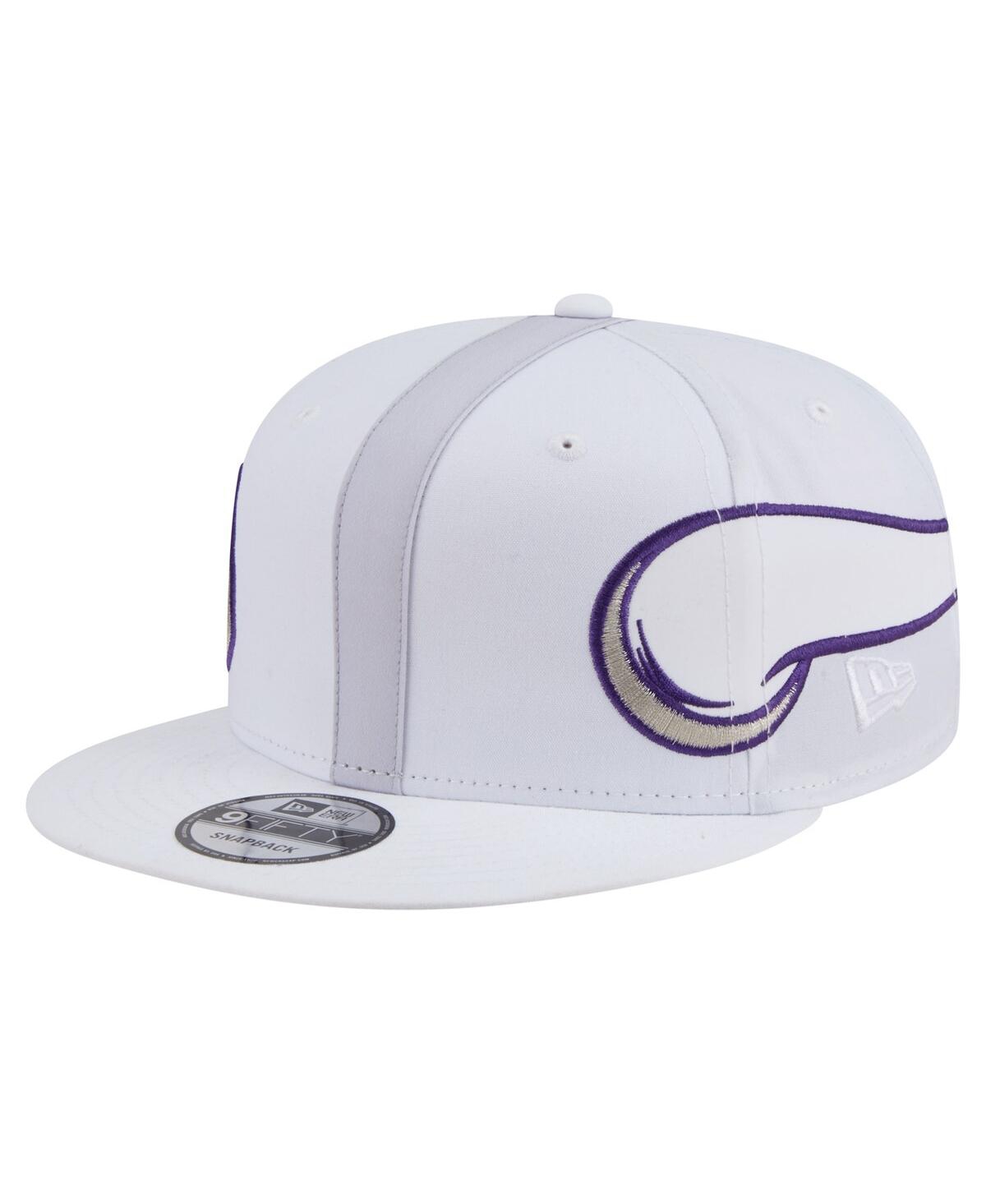 New Era Men's White Minnesota Vikings Helmet 9fifty Snapback Hat In White