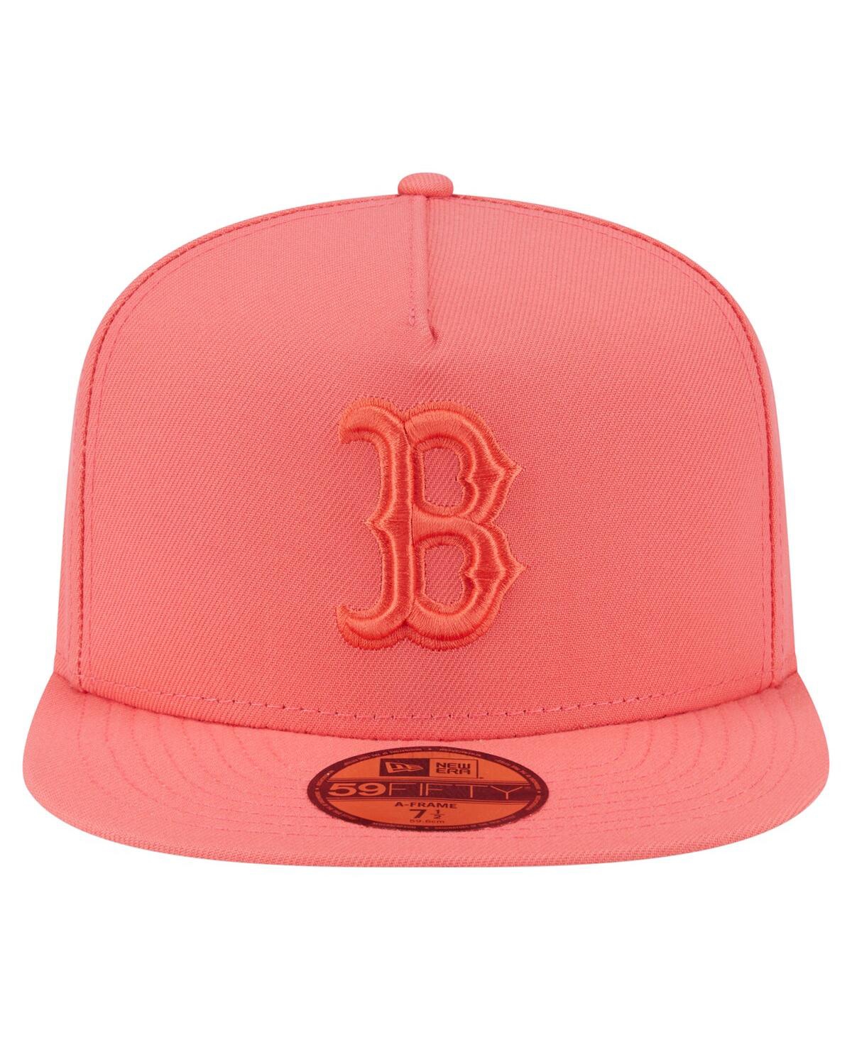 New Era Men's Coral Boston Red Sox Color Pack A-frame 59fifty Fitted Hat In Orange