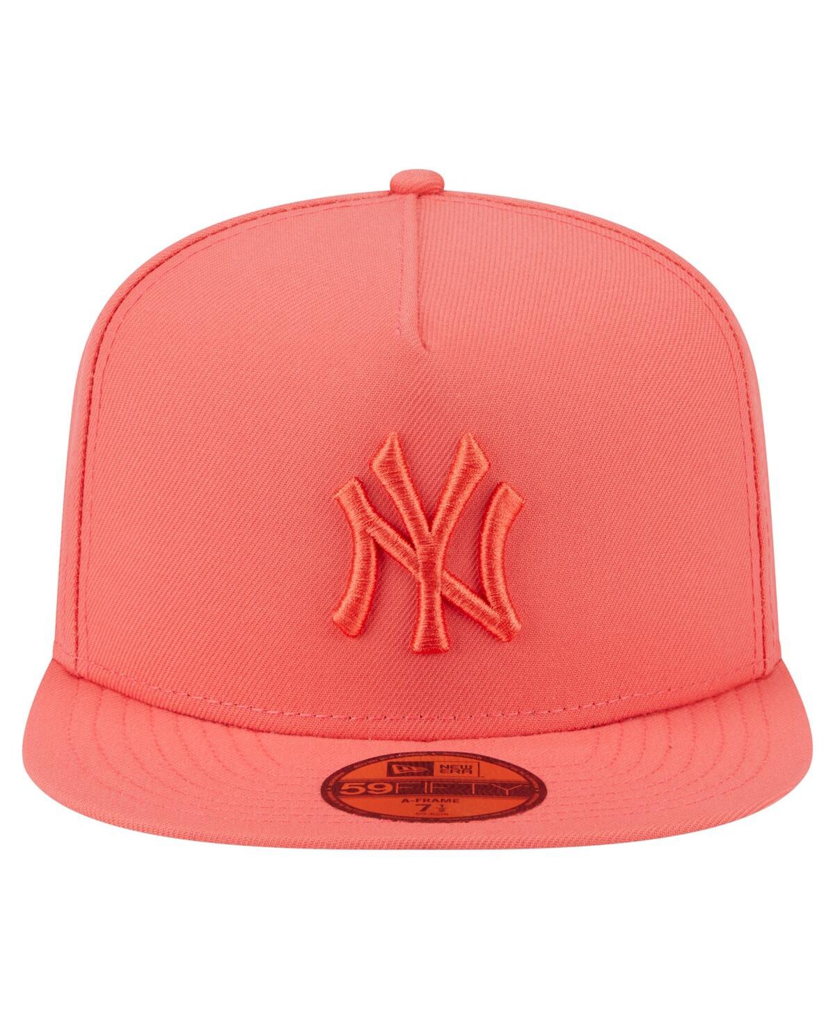 New Era Men's Coral New York Yankees Color Pack A-frame 59fifty Fitted Hat In Orange