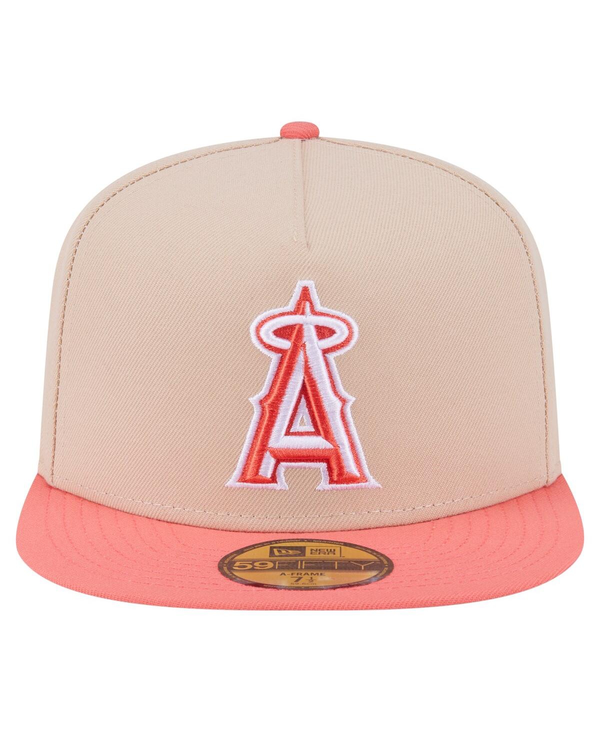 New Era Men's Light Beige/coral Los Angeles Angels Two-tone Color Pack A-frame 59fifty Fitted Hat