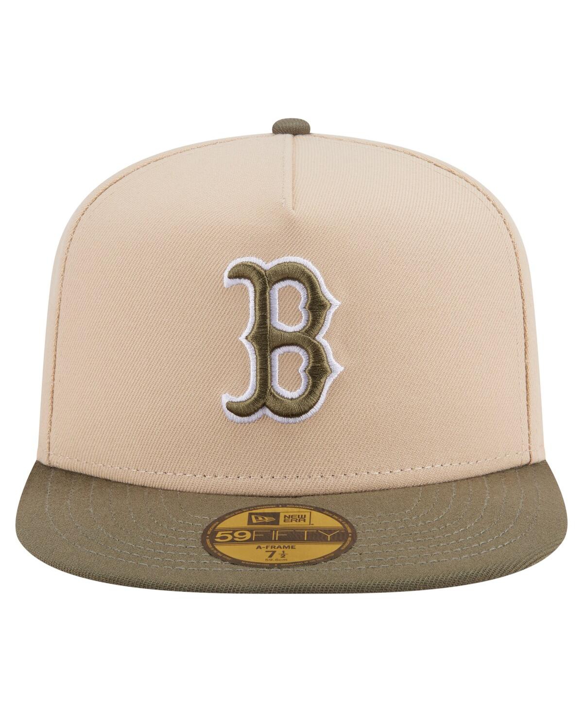 New Era Men's Light Beige/olive Boston Red Sox Two-tone Color Pack A-frame 59fifty Fitted Hat In Multi