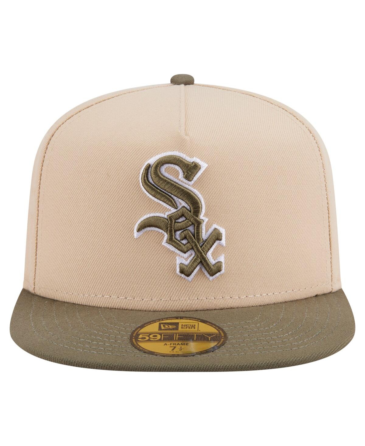 New Era Men's Light Beige/olive Chicago White Sox Two-tone Color Pack A-frame 59fifty Fitted Hat In Multi