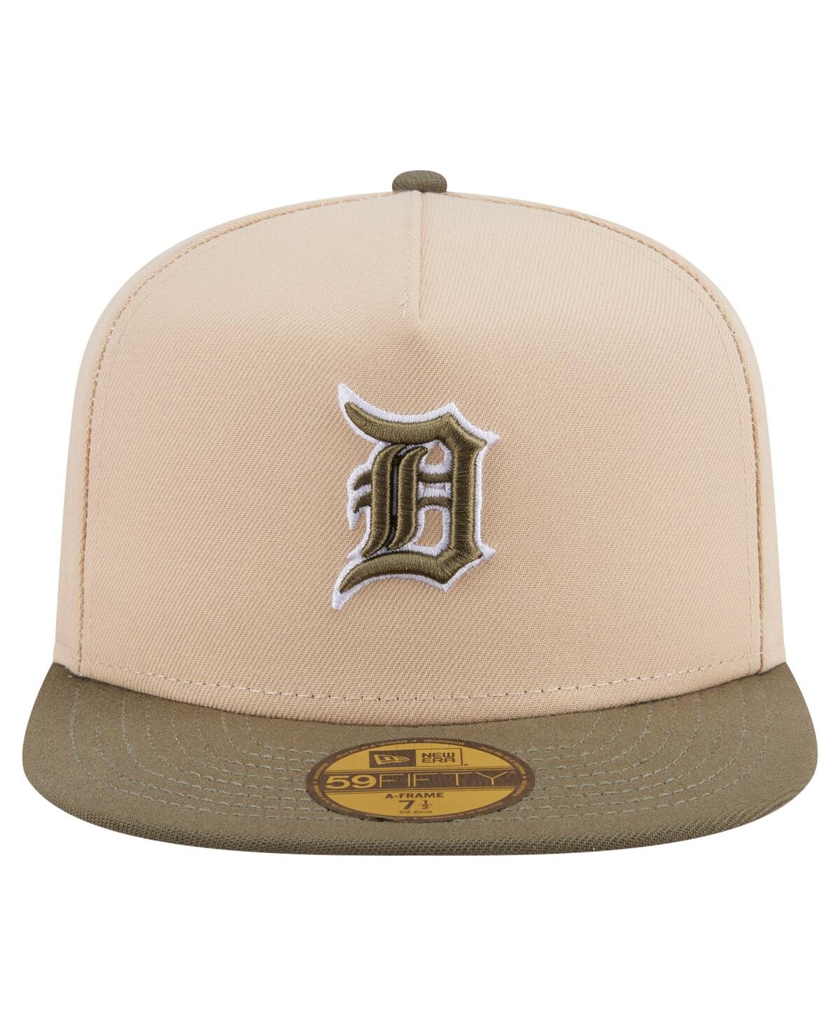 New Era Men's Light Beige/olive Detroit Tigers Two-tone Color Pack A-frame 59fifty Fitted Hat In Multi