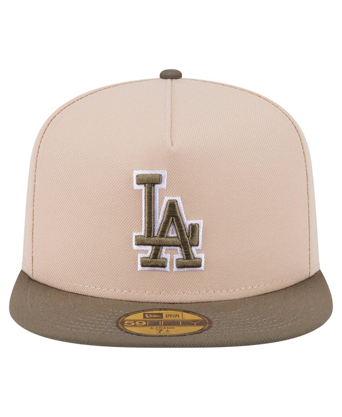 New Era Men's Light Beige/olive Los Angeles Dodgers Two-tone Color Pack A-frame 59fifty Fitted Hat In Multi