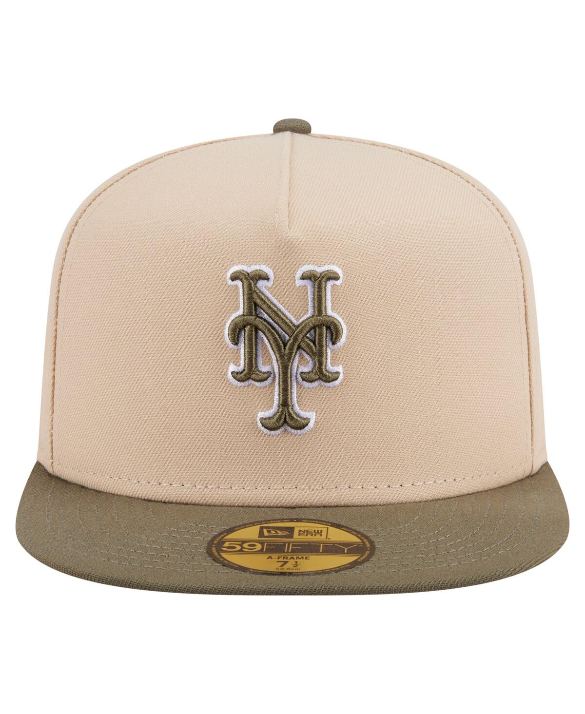 New Era Men's Light Beige/olive New York Mets Two-tone Color Pack A-frame 59fifty Fitted Hat In Multi