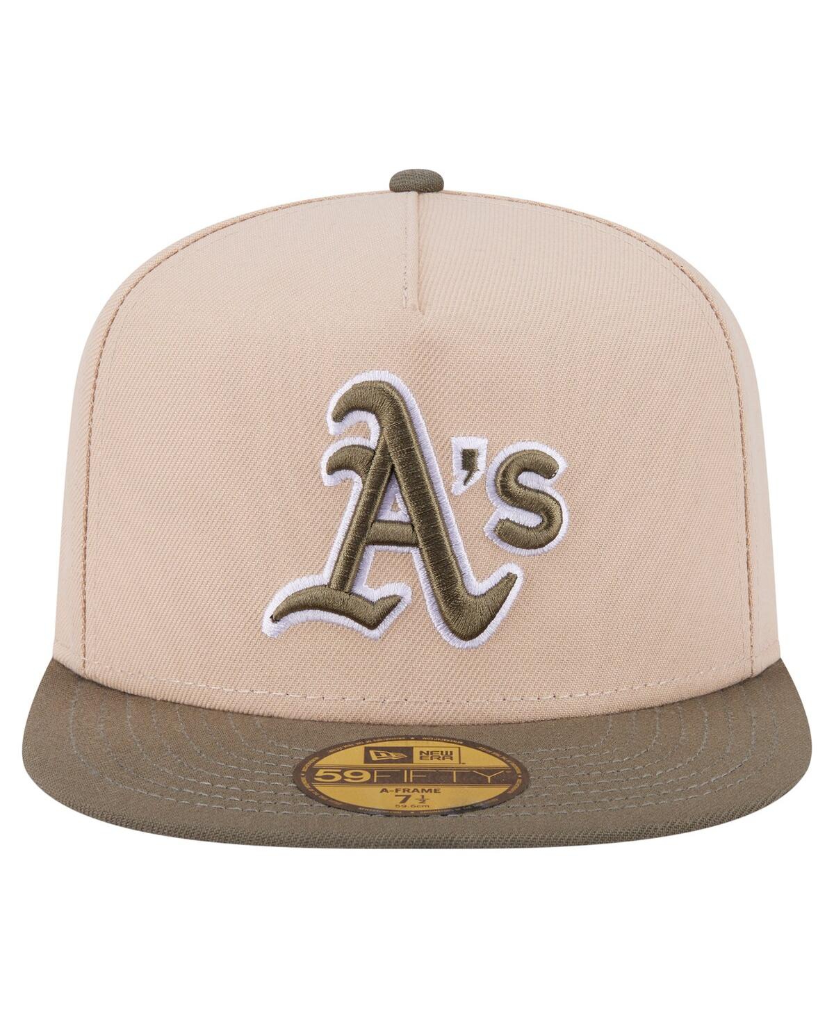 New Era Men's Light Beige/olive Athletics Two-tone Color Pack A-frame 59fifty Fitted Hat In Multi