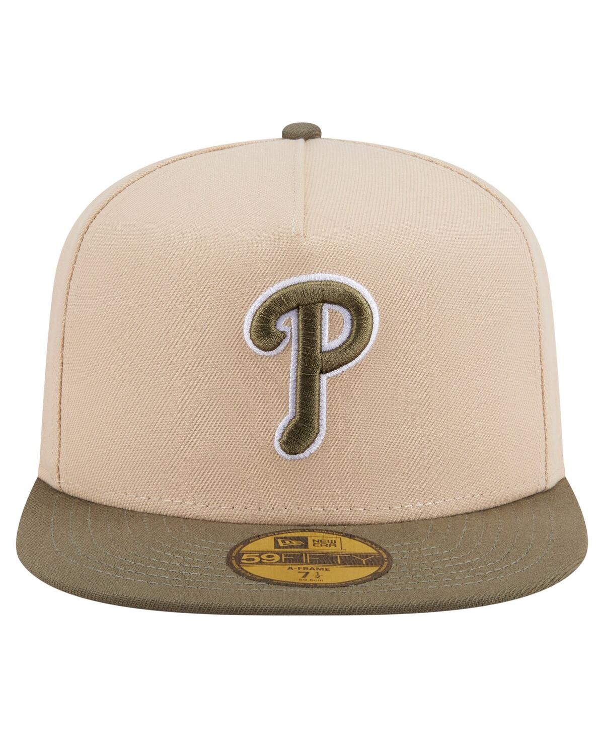 New Era Men's Light Beige/olive Philadelphia Phillies Two-tone Color Pack A-frame 59fifty Fitted Hat In Multi