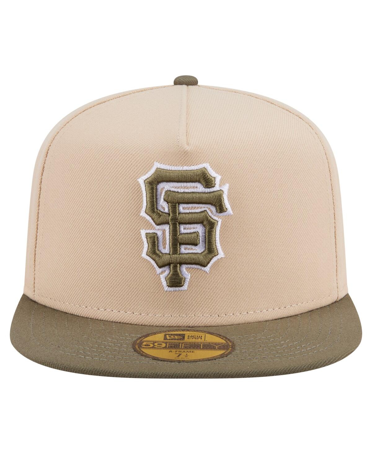 New Era Men's Light Beige/olive San Francisco Giants Two-tone Color Pack A-frame 59fifty Fitted Hat In Multi