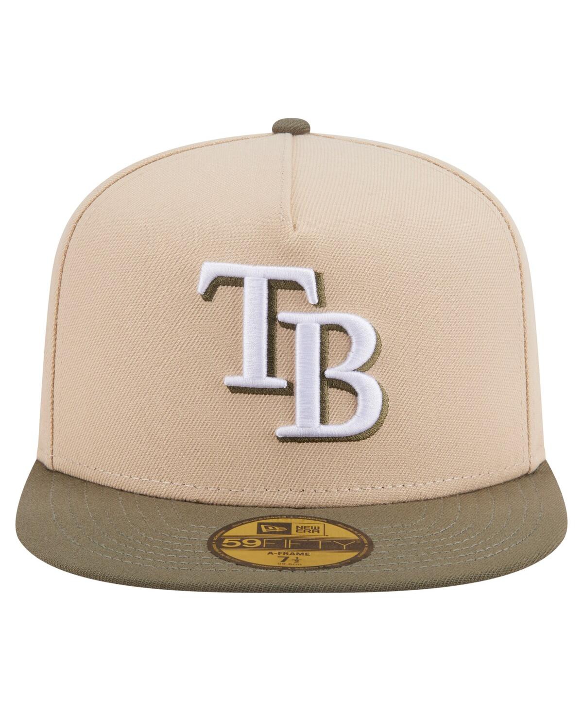 New Era Men's Light Beige/olive Tampa Bay Rays Two-tone Color Pack A-frame 59fifty Fitted Hat In Multi