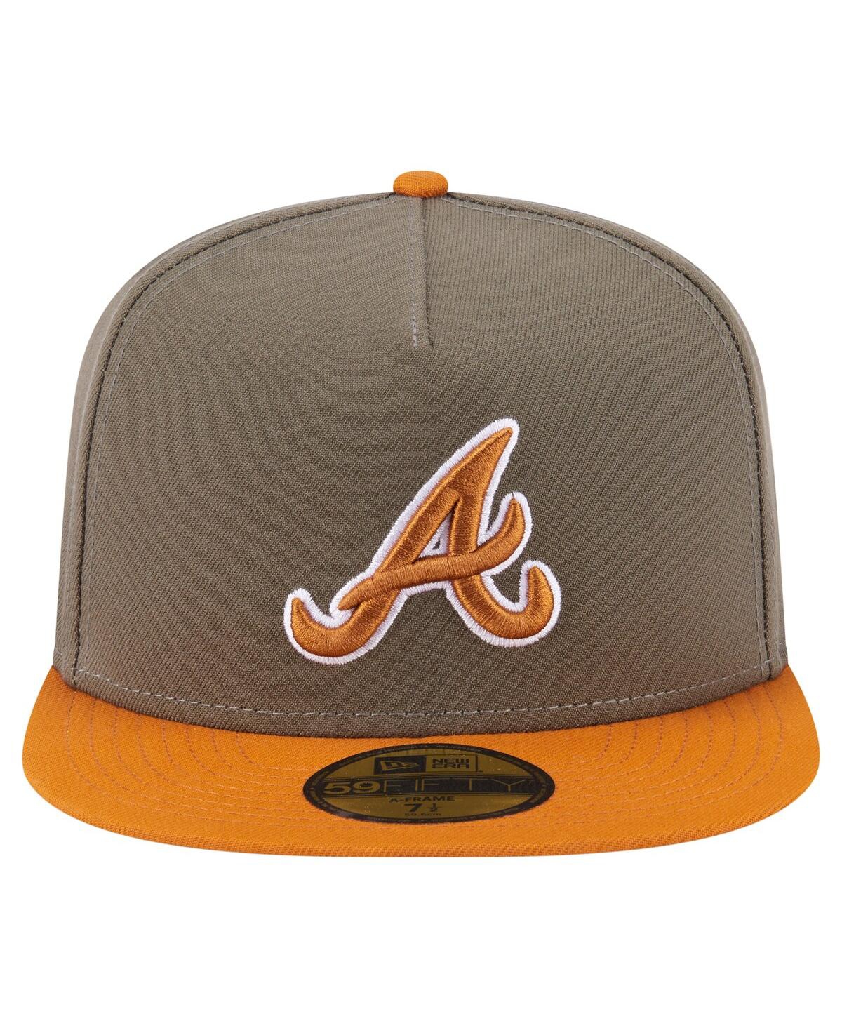 New Era Men's Olive/orange Atlanta Braves Two-tone Color Pack A-frame 59fifty Fitted Hat