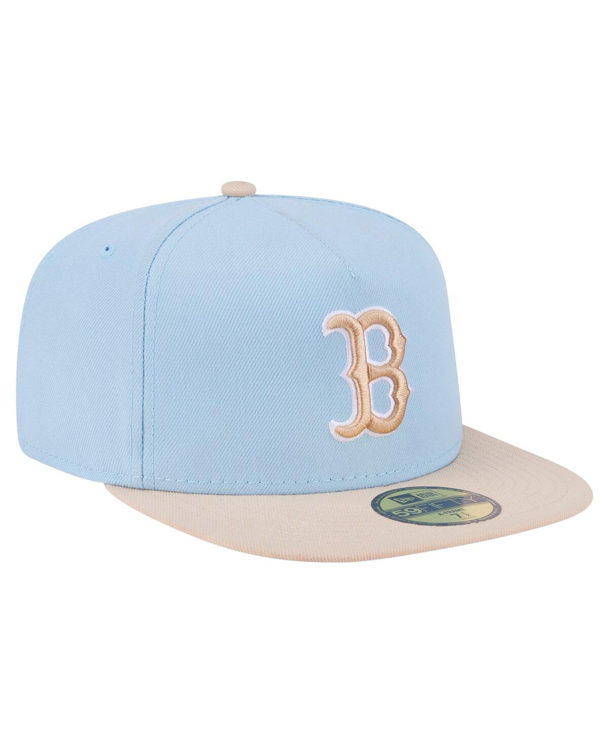 New Era Men's Light Blue/cream Boston Red Sox Two-tone Color Pack A-frame 59fifty Fitted Hat In Blue