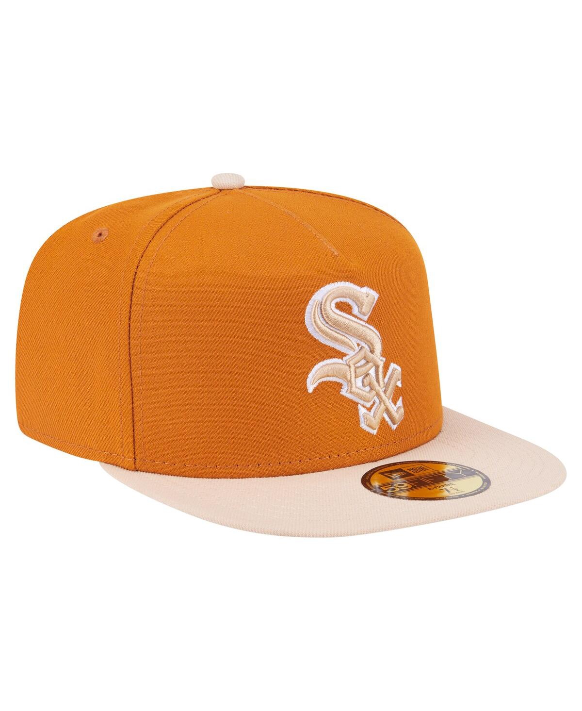 New Era Men's Orange/light Beige Chicago White Sox Two-tone Color Pack A-frame 59fifty Fitted Hat