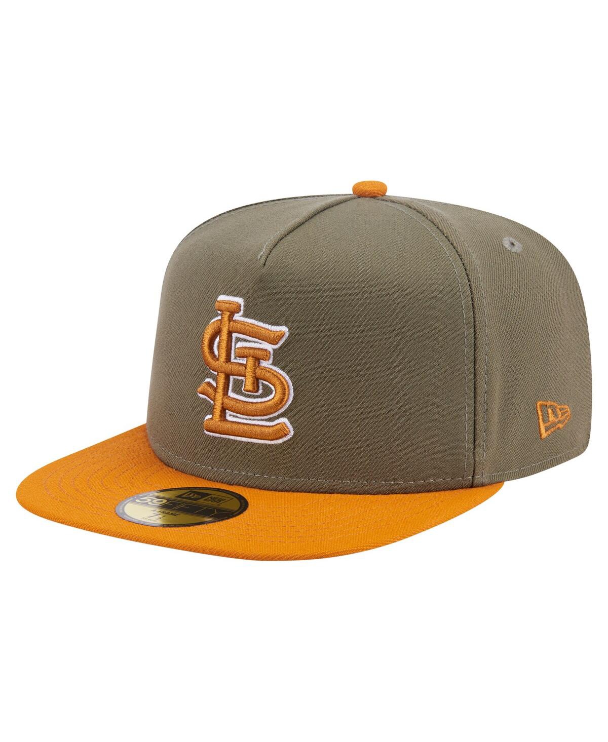 New Era Men's Olive/orange St. Louis Cardinals Two-tone Color Pack A-frame 59fifty Fitted Hat