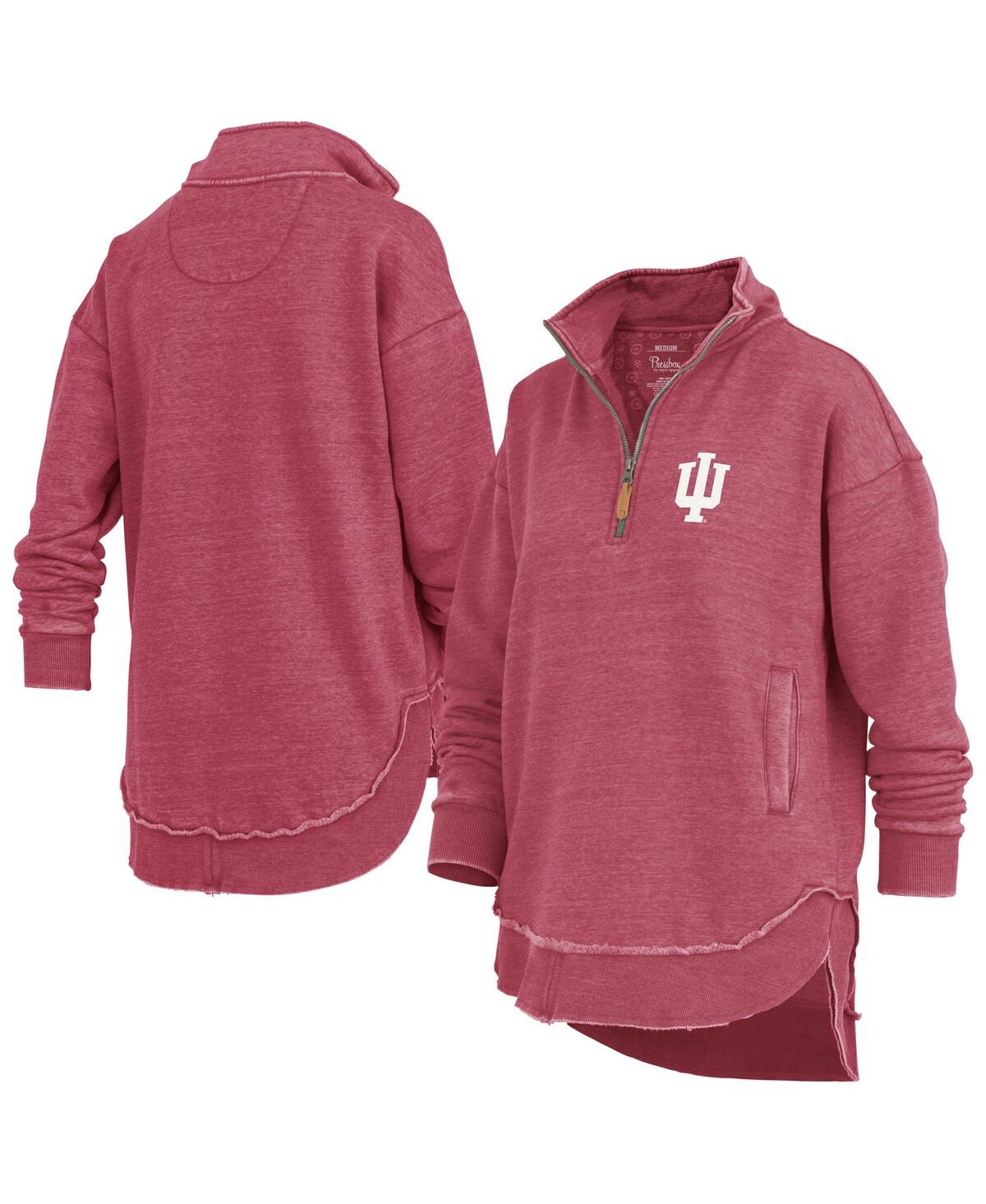 Pressbox Crimson Indiana Hoosiers Northfork Sojourn Poncho Quarter-zip Sweatshirt In Red