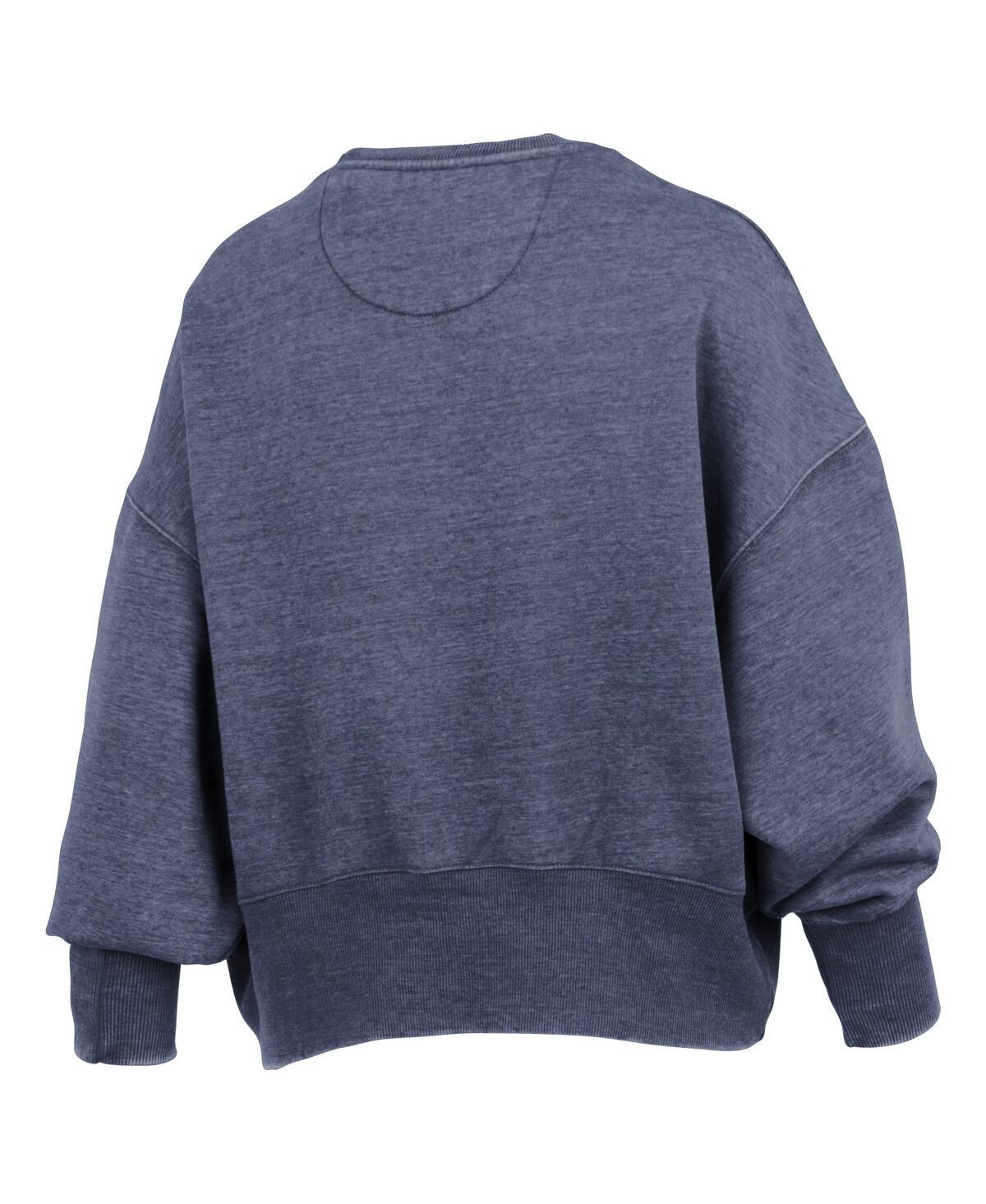 Pressbox Navy Michigan Wolverines Oversized Waist-length Crewneck Sweatshirt In Blue