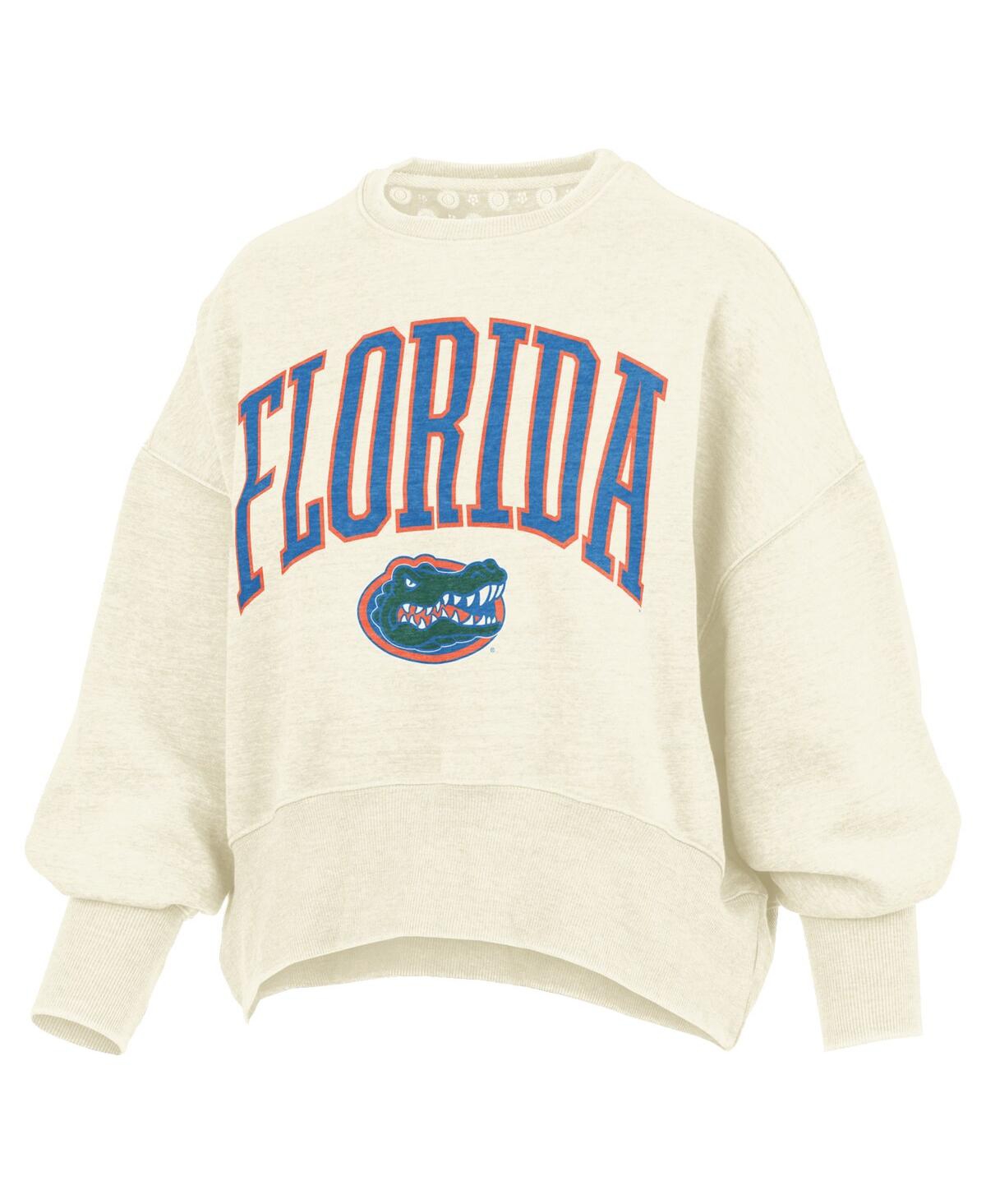 Pressbox Natural Florida Gators Oversized Waist-length Crewneck Sweatshirt In White