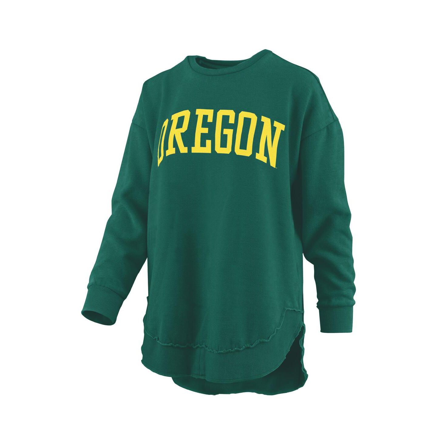 Женские толстовки Pressbox Green Oregon Ducks Mélange Poncho Vintage Fleece Long Sleeve Pullover — фото 3