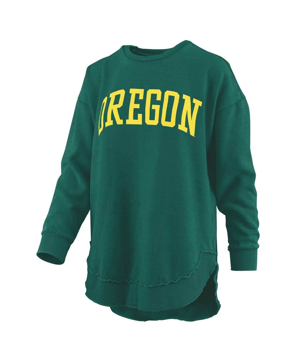 Pressbox Green Oregon Ducks Melange Poncho Vintage Fleece Long Sleeve Pullover Sweatshirt In Green