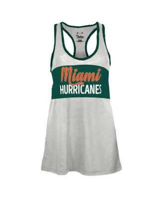 Women's White/Green Miami Hurricanes Tracy Racerback Burnout Tank Top