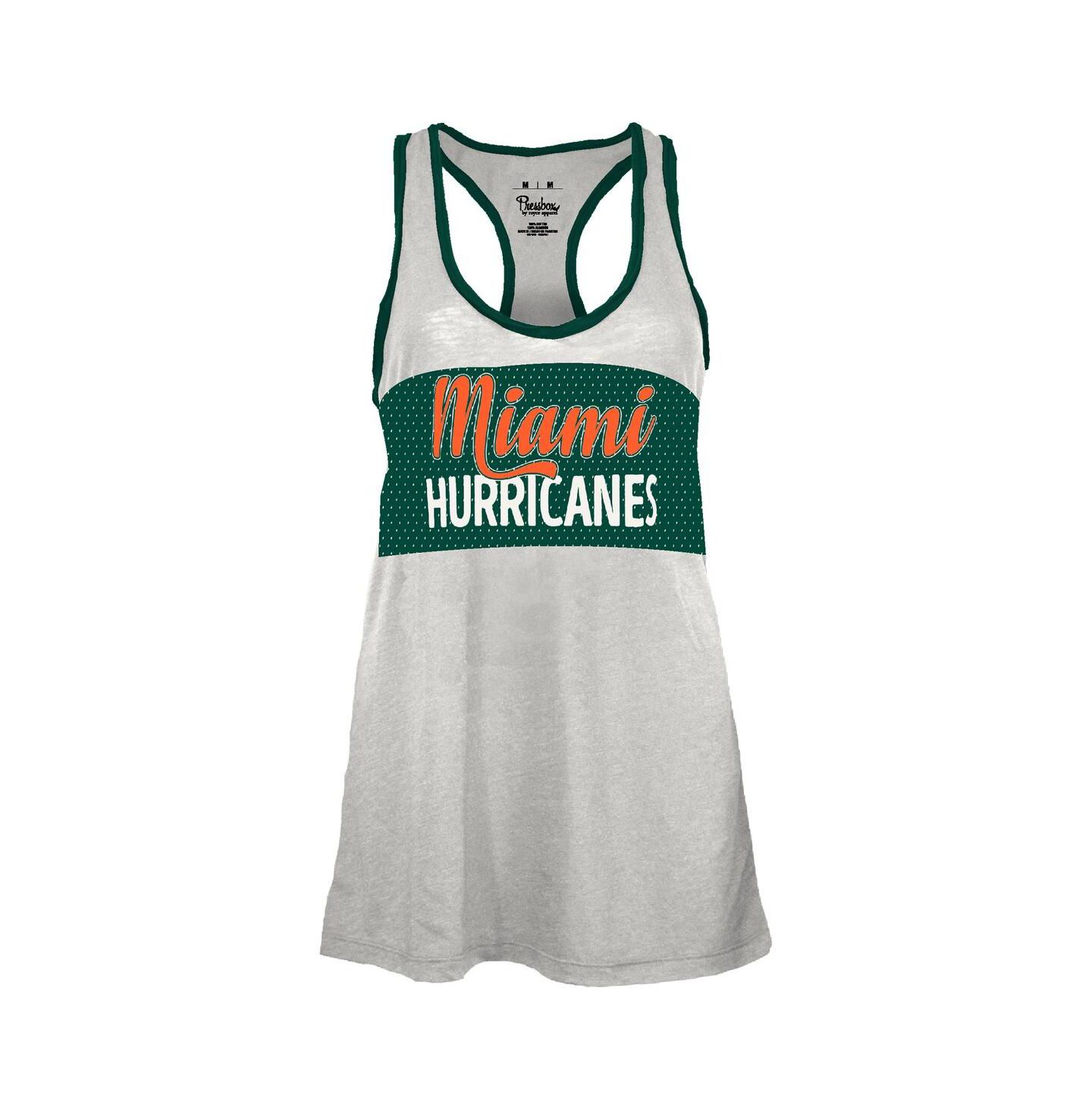 Женский топ Pressbox White/Green Miami Hurricanes Tracy Racerback Burnout — фото 3