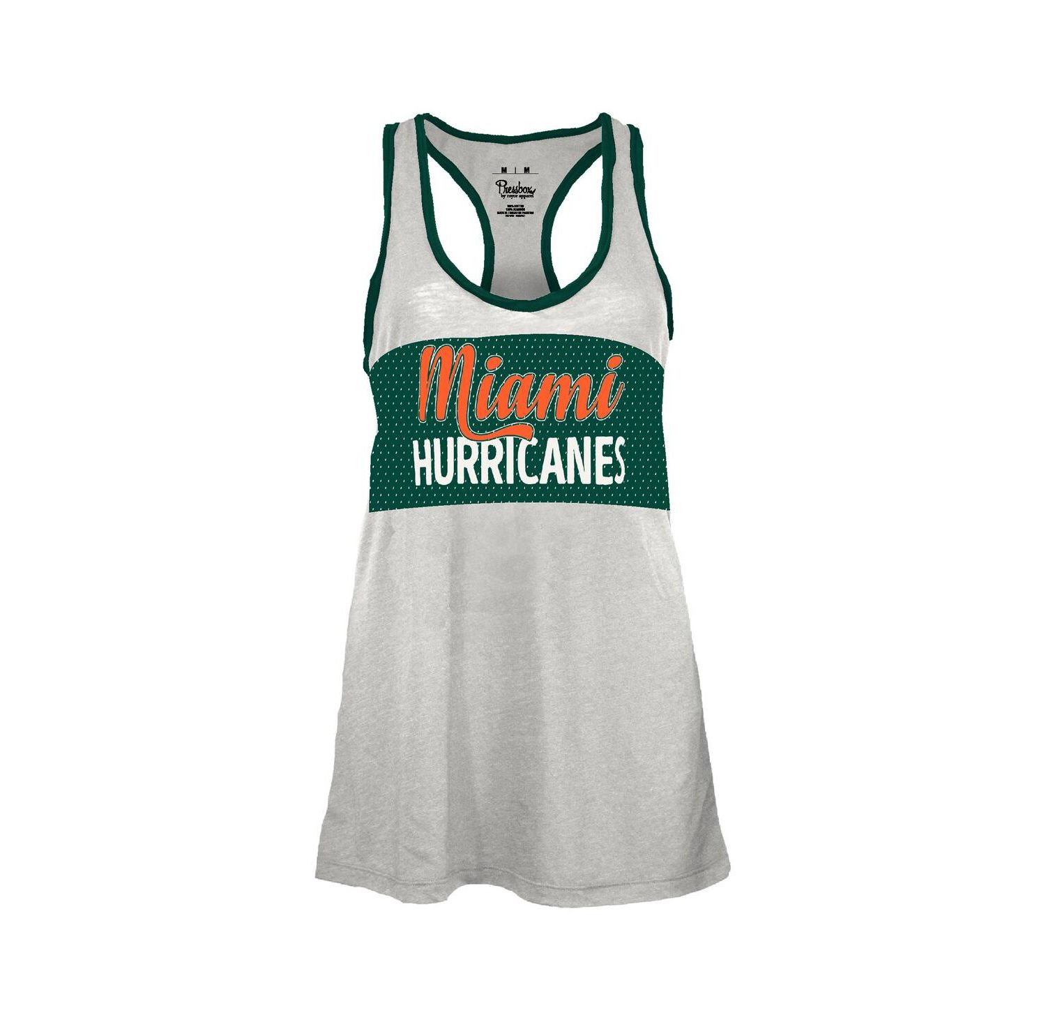 Women's White/Green Miami Hurricanes Tracy Racerback Burnout Tank Top