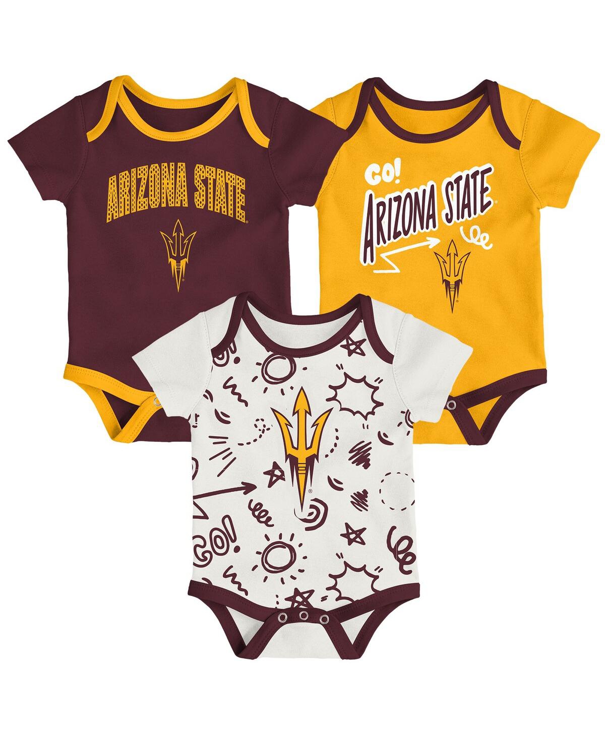 Outerstuff Baby Boys And Girls 3-pack Arizona State Sun Devils All Day Play Bodysuit Set In Multi
