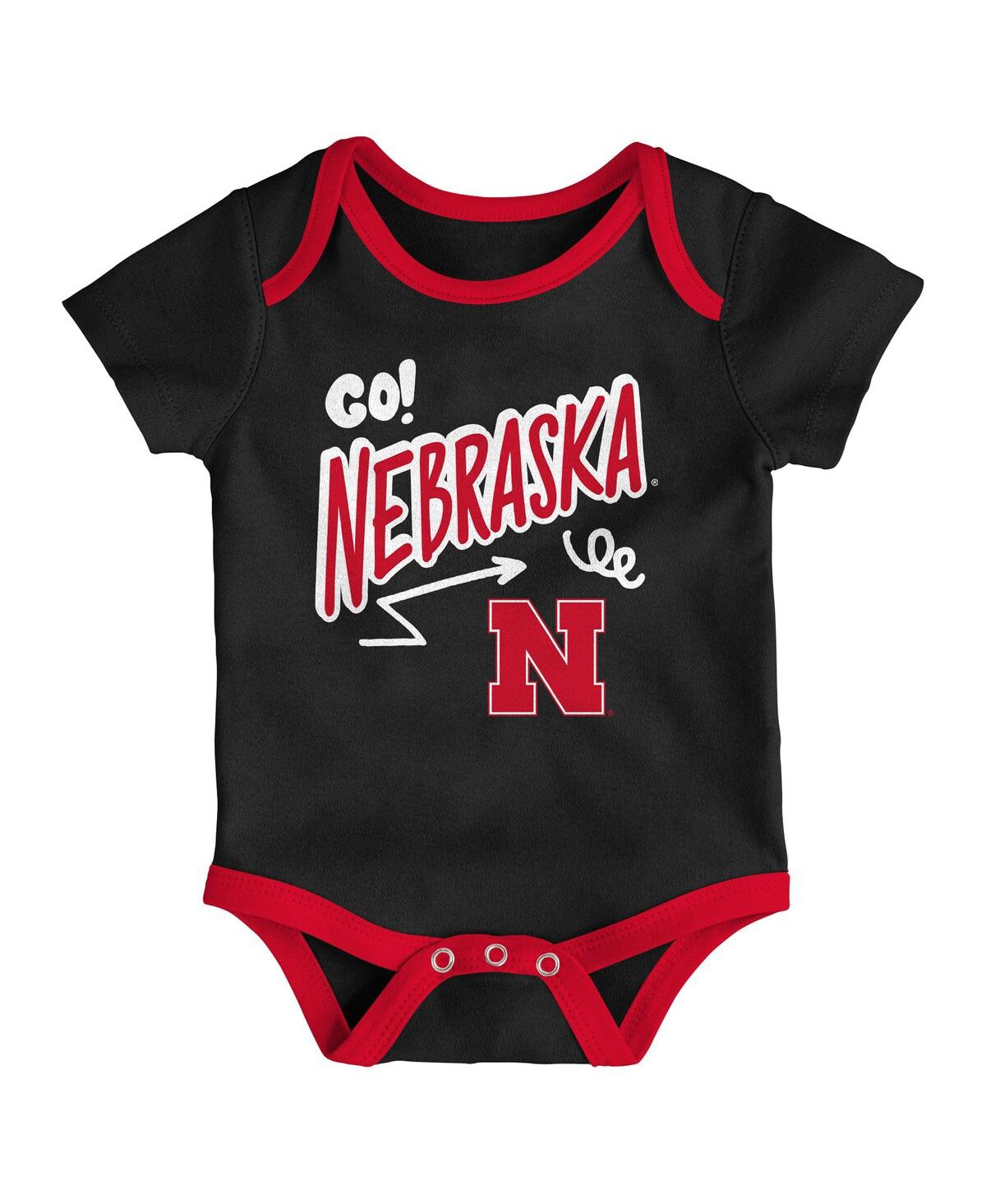 Outerstuff Baby Boys And Girls 3-piece Nebraska Huskers All Day Play Bodysuit Set In Red