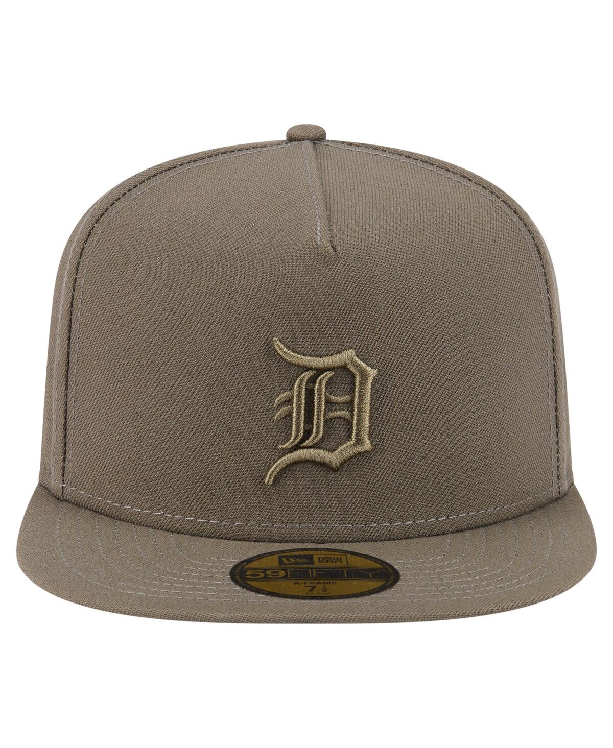 New Era Men's Olive Detroit Tigers Color Pack A-frame 59fifty Fitted Hat In Green
