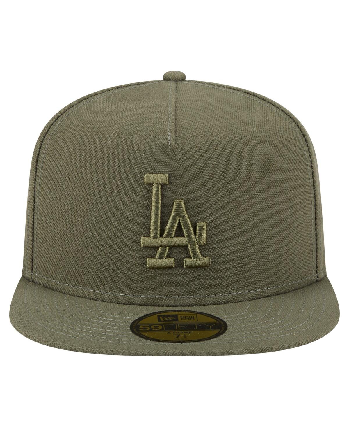 New Era Men's Olive Los Angeles Dodgers Color Pack A-frame 59fifty Fitted Hat In Green